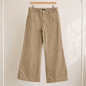 Gap Khaki‎ Wide Leg Cropped Women Pants Stretch Tan Size 8